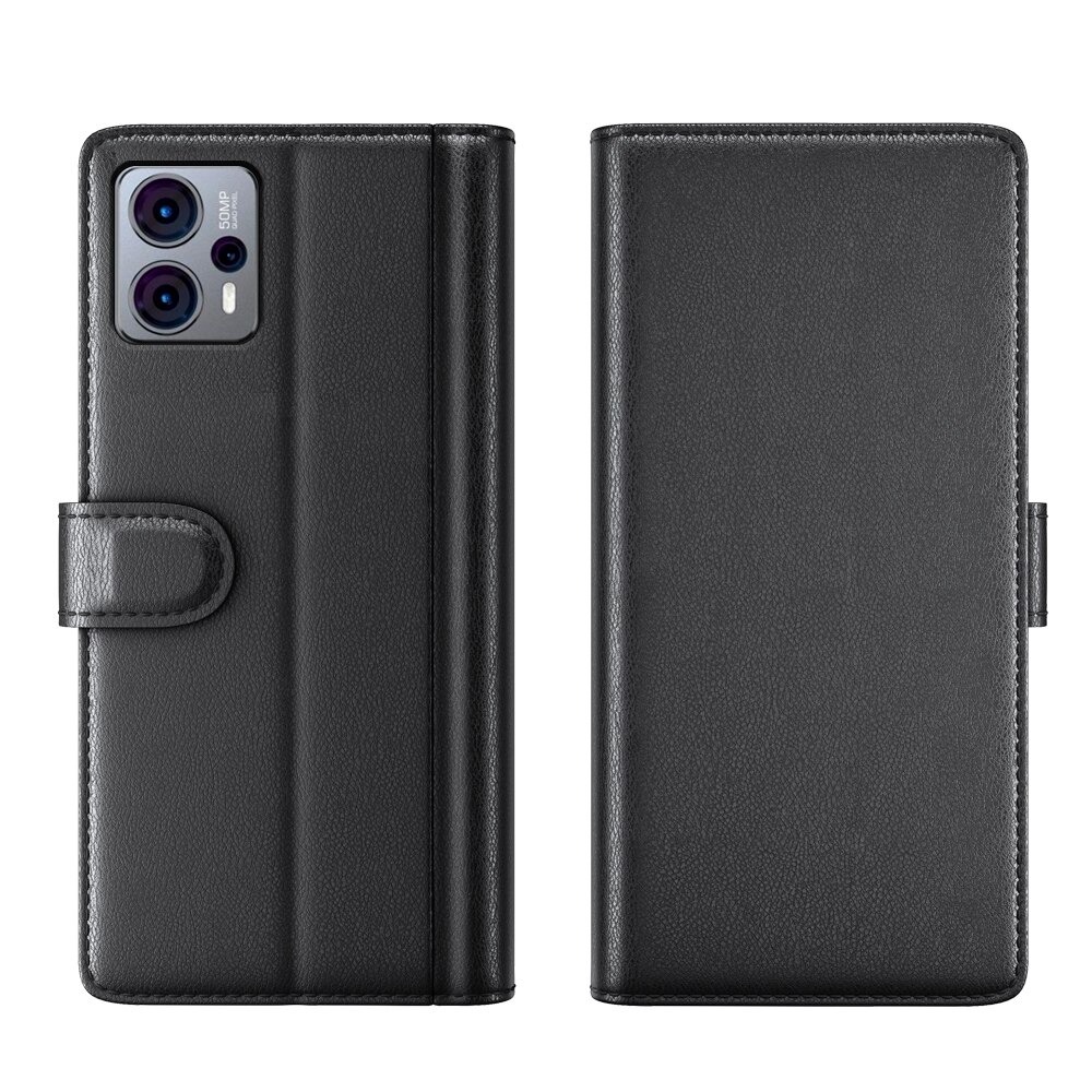 Étui en cuir veritable Motorola Moto G23, Noir