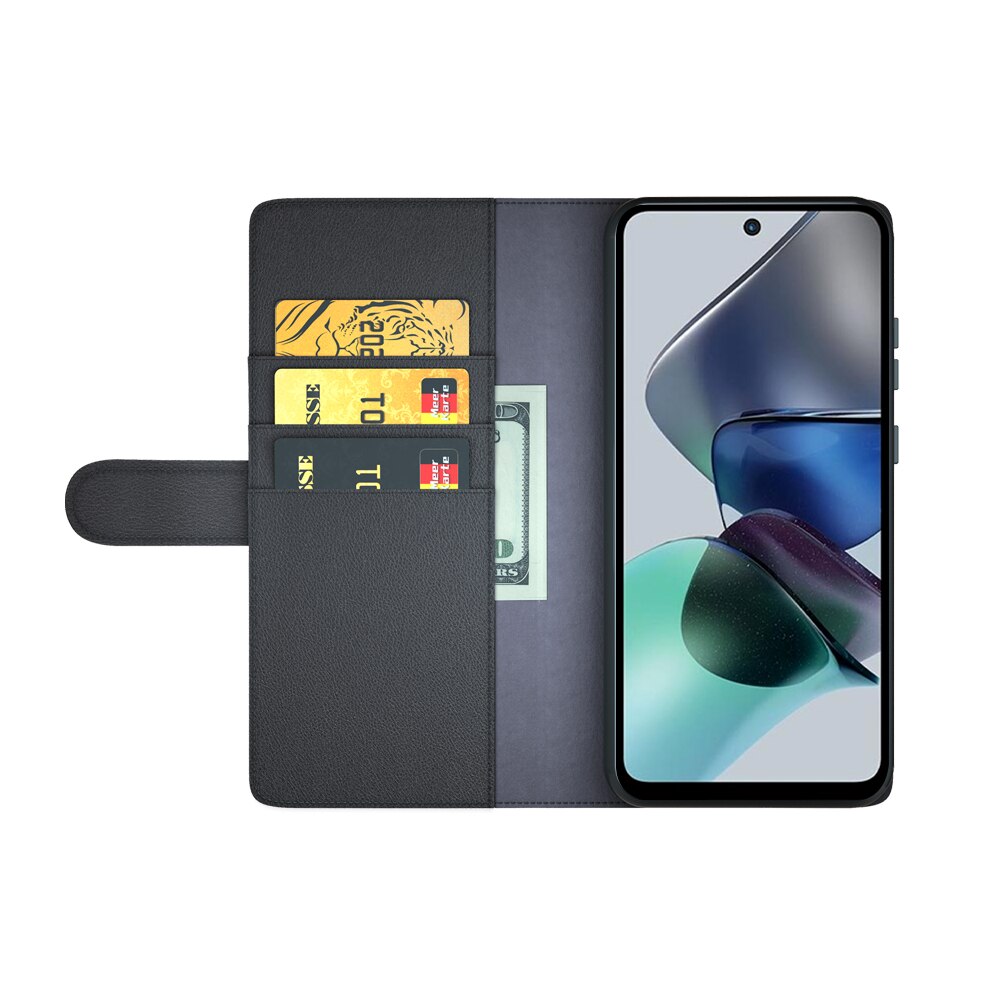 Étui en cuir veritable Motorola Moto G23, Noir