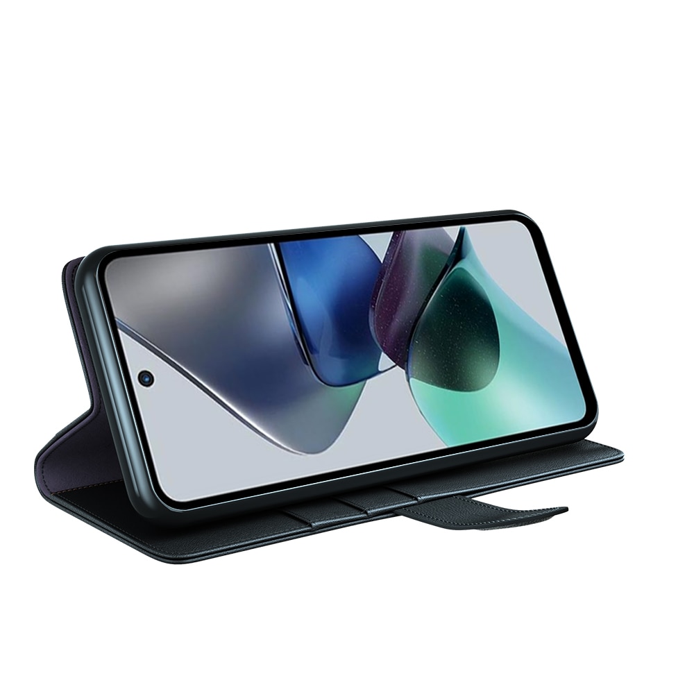 Étui en cuir veritable Motorola Moto G23, Noir