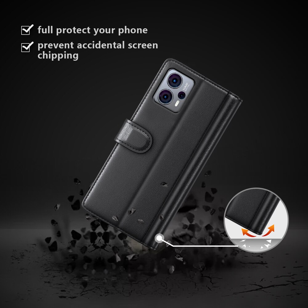 Étui en cuir veritable Motorola Moto G23, Noir