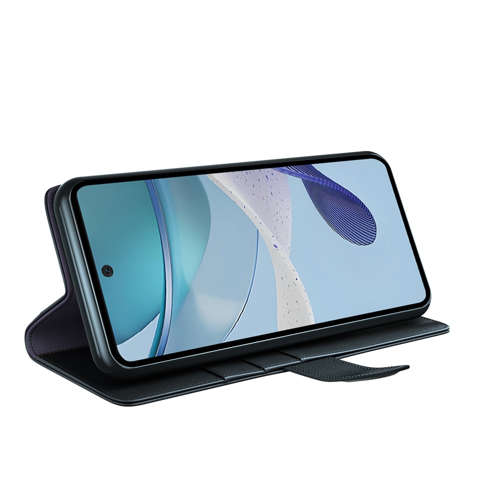 Étui en cuir veritable Motorola Moto G53, Noir