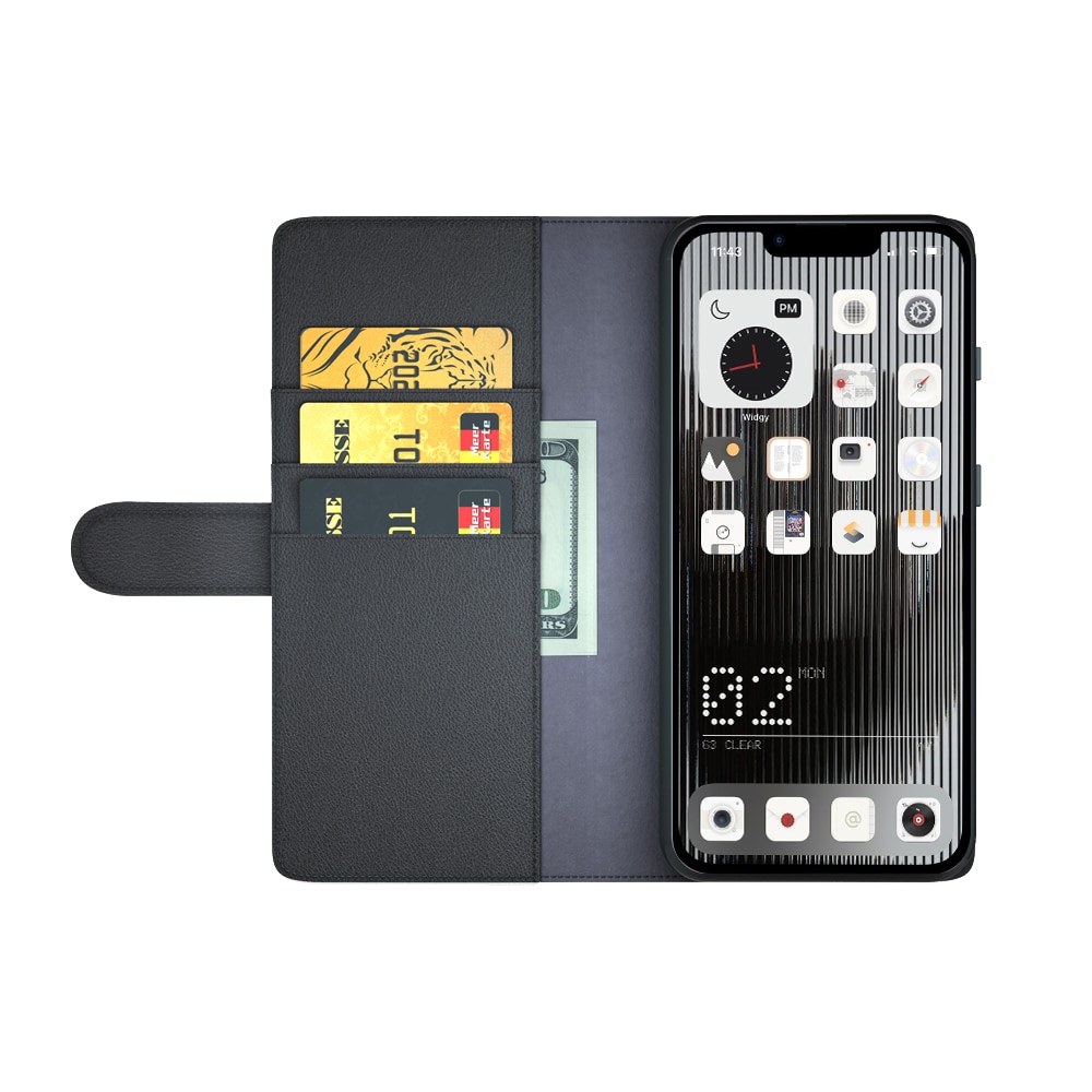 Étui en cuir veritable Nothing Phone 1, Noir