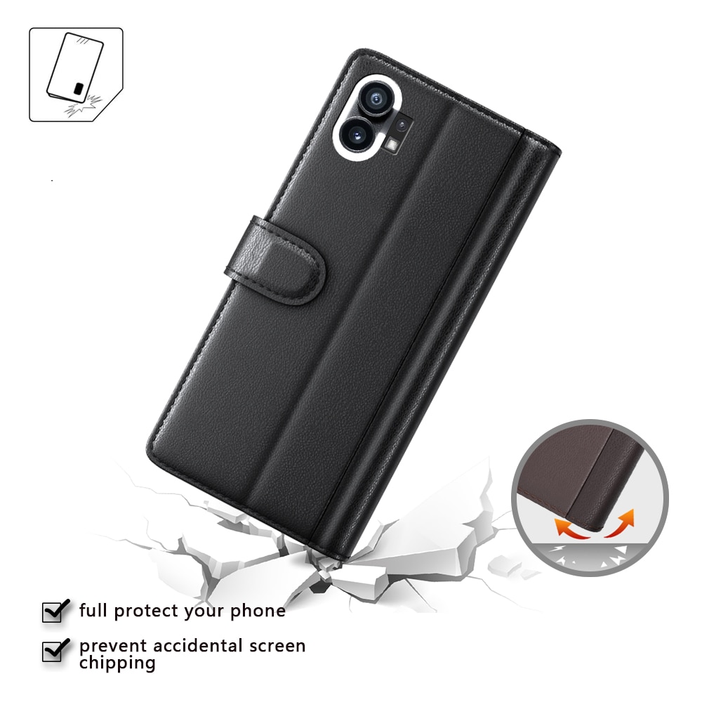 Étui en cuir veritable Nothing Phone 1, Noir