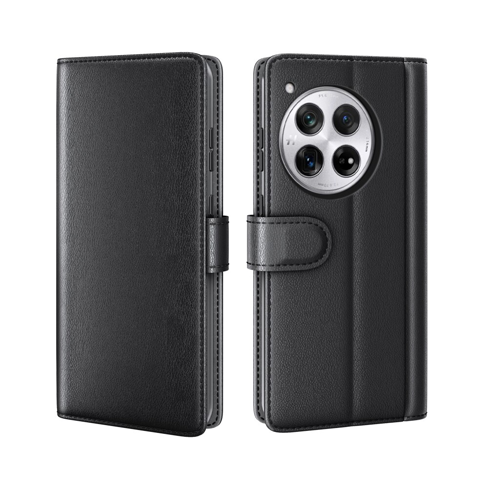 Étui en cuir veritable  OnePlus 12, Noir