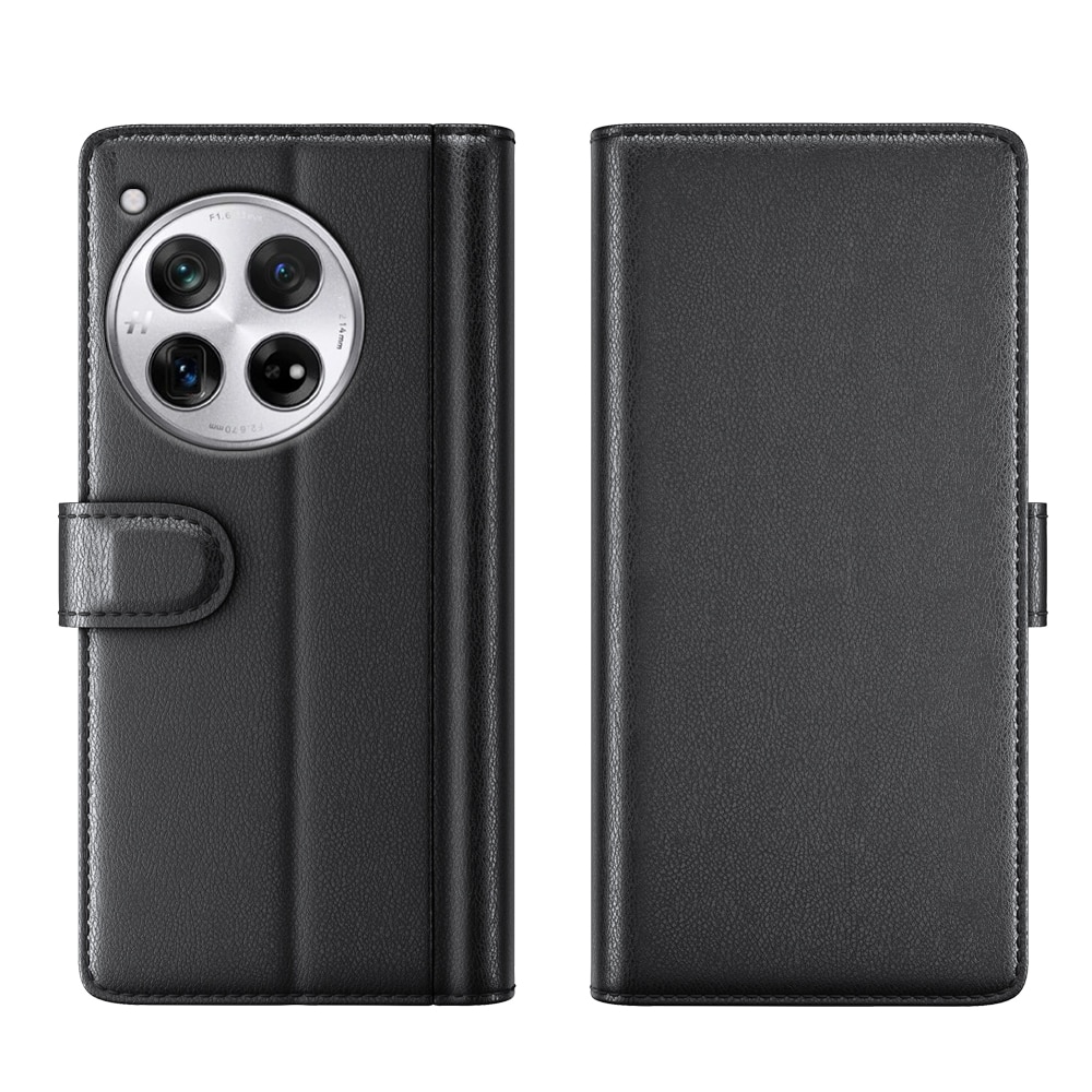 Étui en cuir veritable  OnePlus 12, Noir