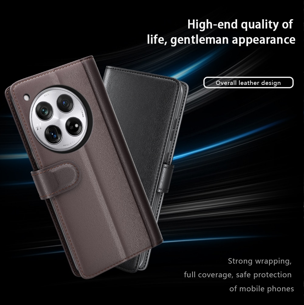 Étui en cuir veritable  OnePlus 12, Marron