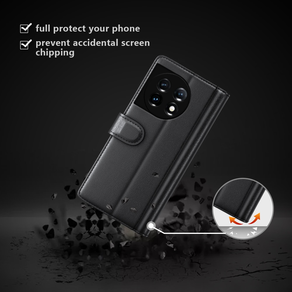 Étui en cuir veritable  OnePlus 11, Noir