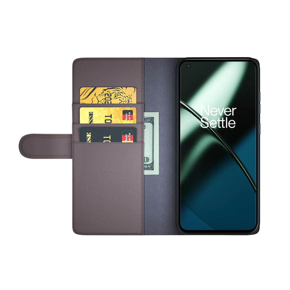 Étui en cuir veritable  OnePlus 11, Marron