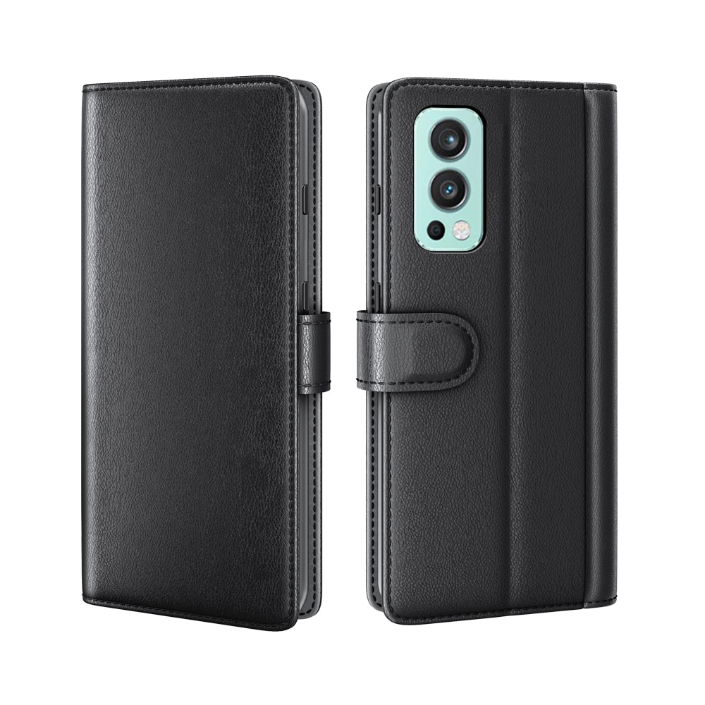 Étui en cuir veritable  OnePlus Nord 2 5G, Noir