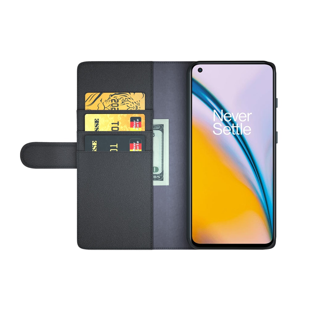 Étui en cuir veritable  OnePlus Nord 2 5G, Noir