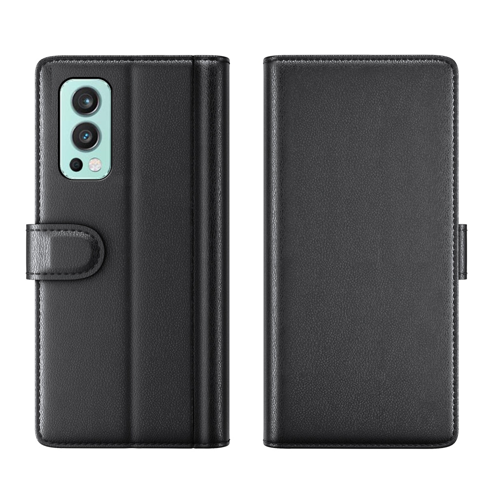 Étui en cuir veritable  OnePlus Nord 2 5G, Noir