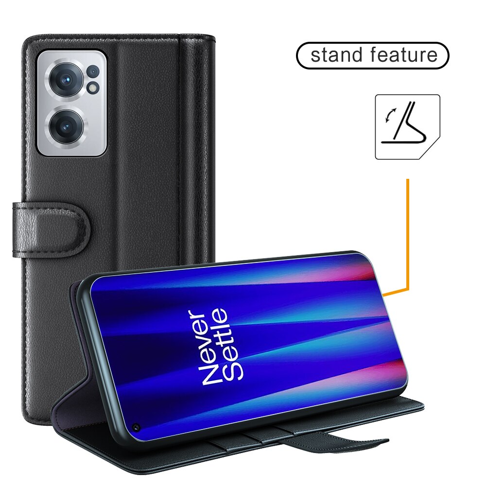 Étui en cuir veritable  OnePlus Nord CE 2 5G, Noir
