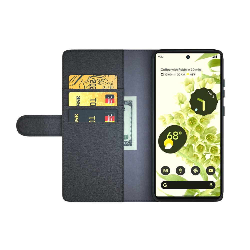 Étui en cuir veritable Google Pixel 6a, Noir