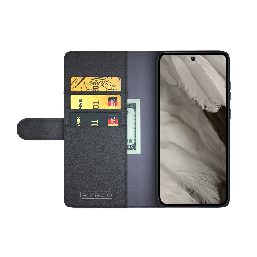 Étui en cuir veritable Google Pixel 8, Noir