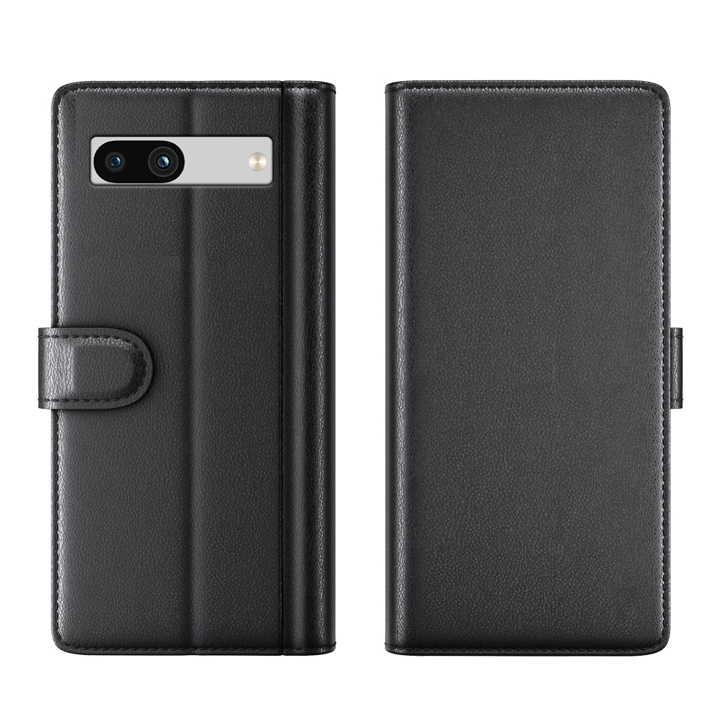 Étui en cuir veritable Google Pixel 7a, Noir