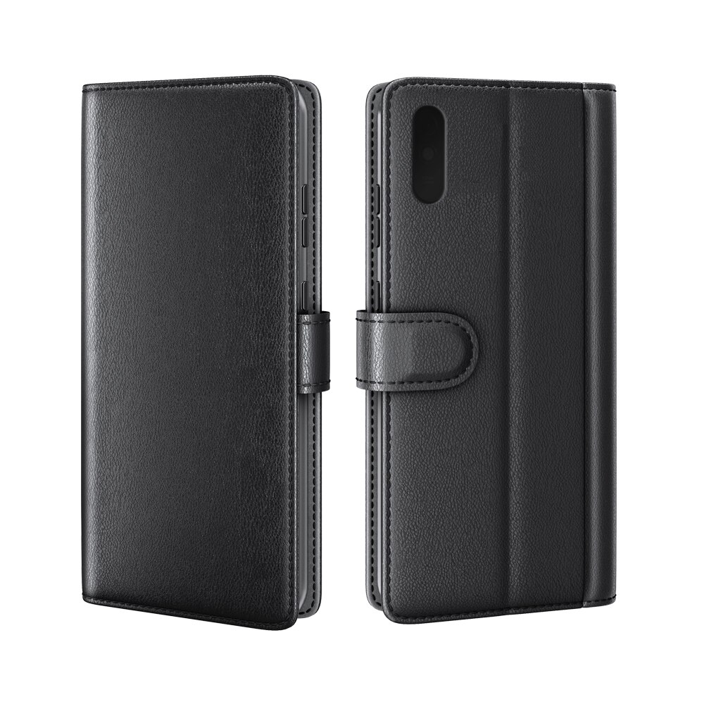 Étui en cuir veritable Xiaomi Redmi 9AT, noir