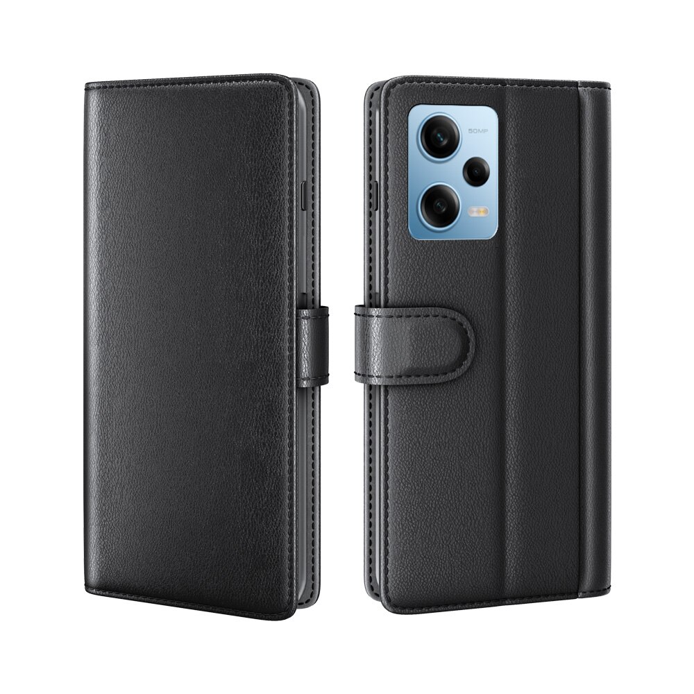 Étui en cuir veritable Xiaomi Redmi Note 12 Pro, Noir