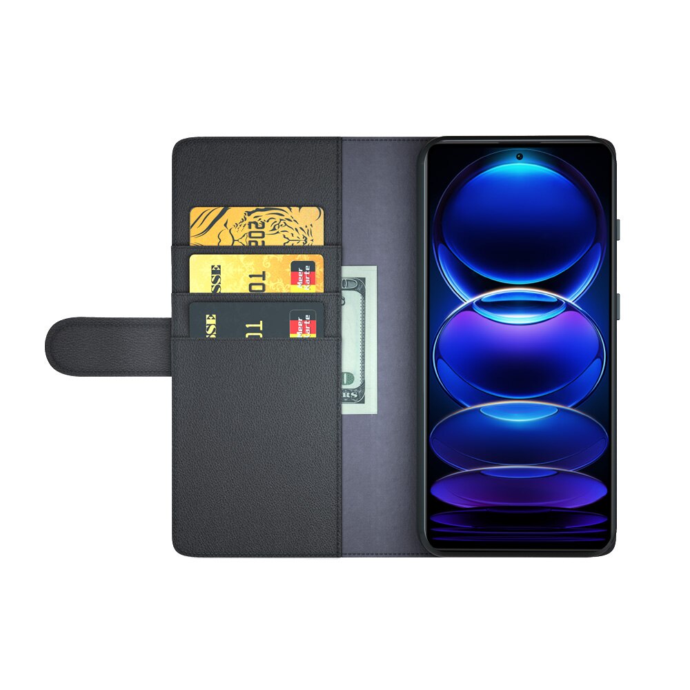 Étui en cuir veritable Xiaomi Redmi Note 12 Pro, Noir