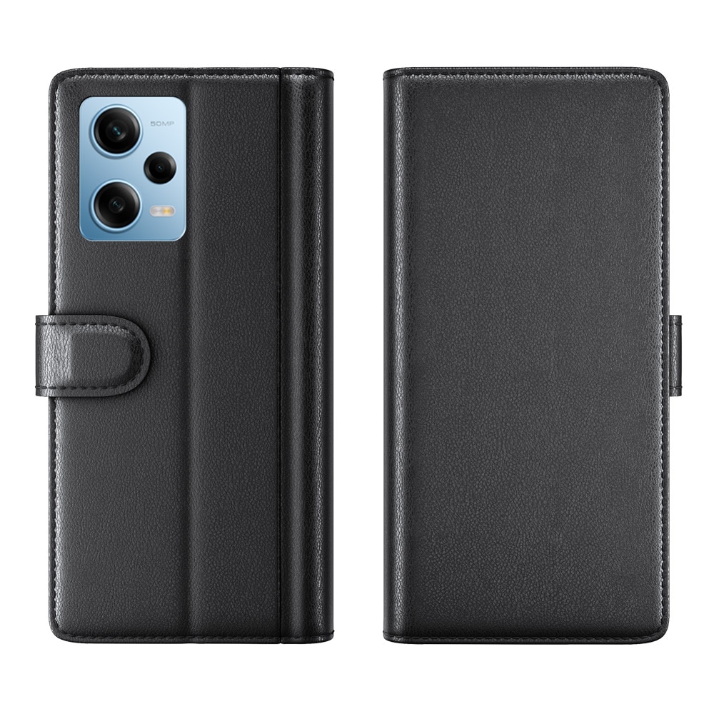 Étui en cuir veritable Xiaomi Redmi Note 12 Pro, Noir