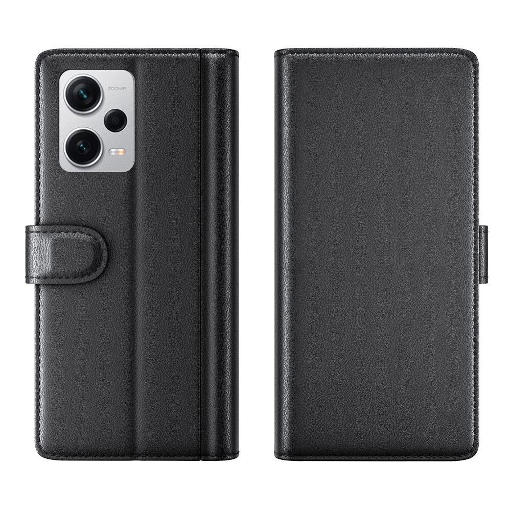 Étui en cuir veritable Xiaomi Redmi Note 12 Pro Plus, noir