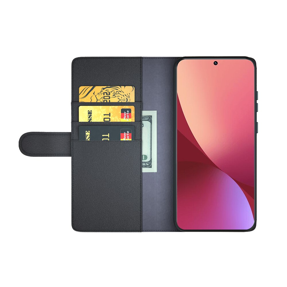 Étui en cuir veritable Xiaomi 12 Pro, Noir