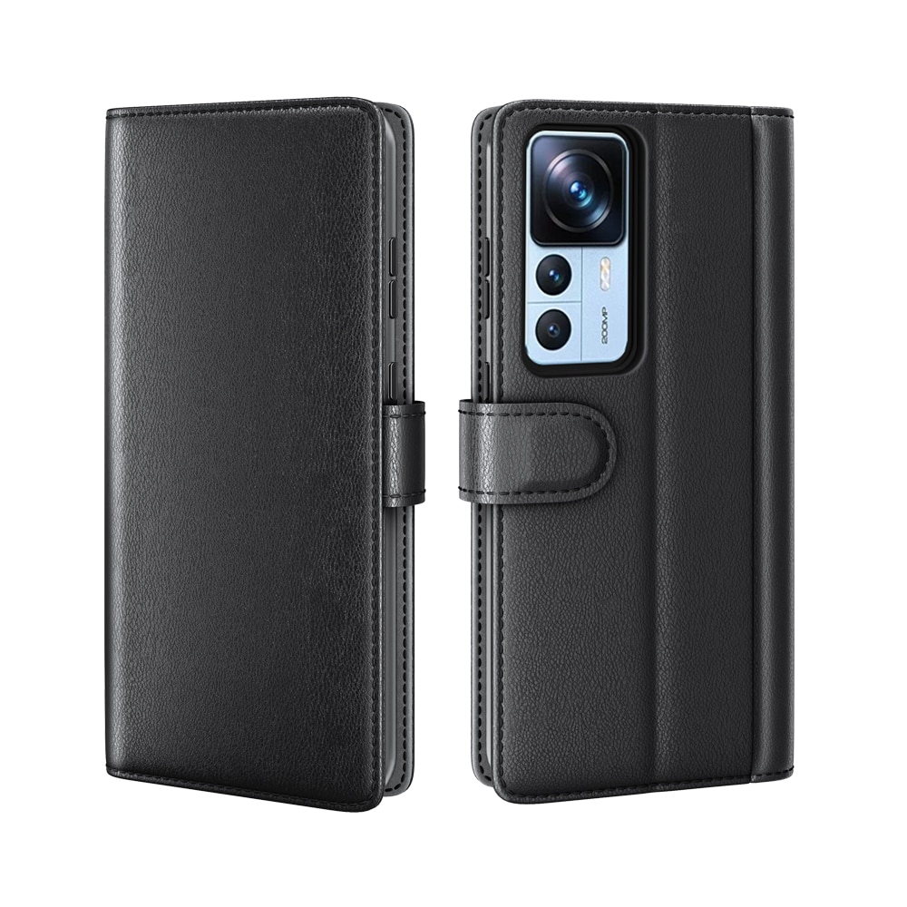 Étui en cuir veritable Xiaomi 12T/12T Pro, Noir