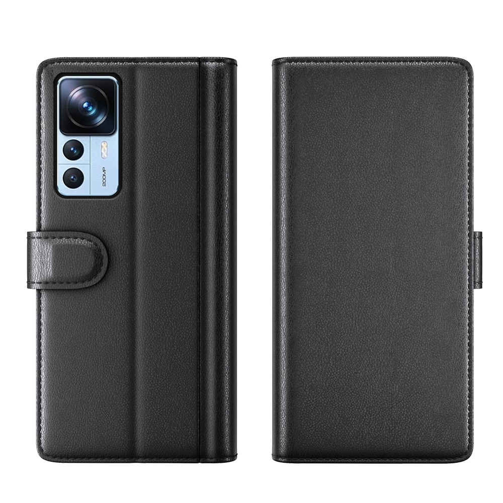 Étui en cuir veritable Xiaomi 12T/12T Pro, noir