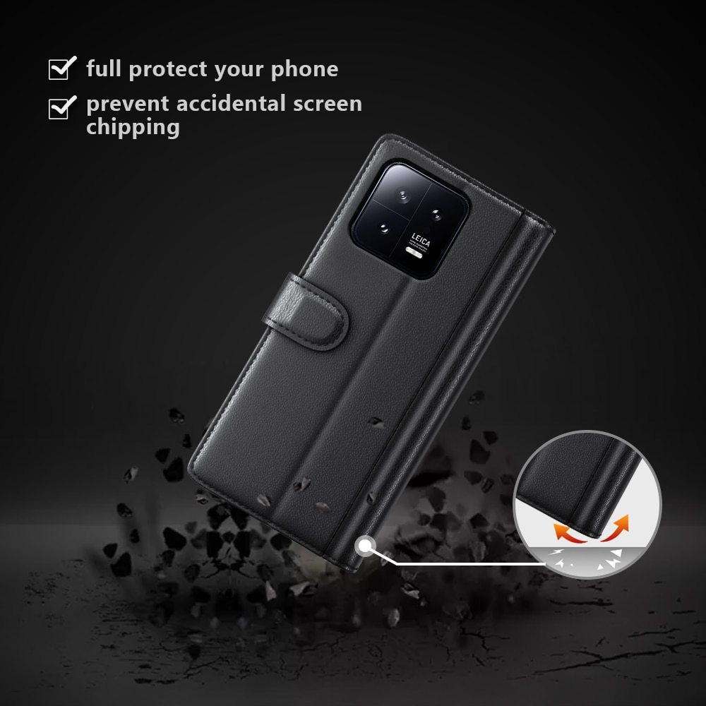 Étui en cuir veritable Xiaomi 13, Noir