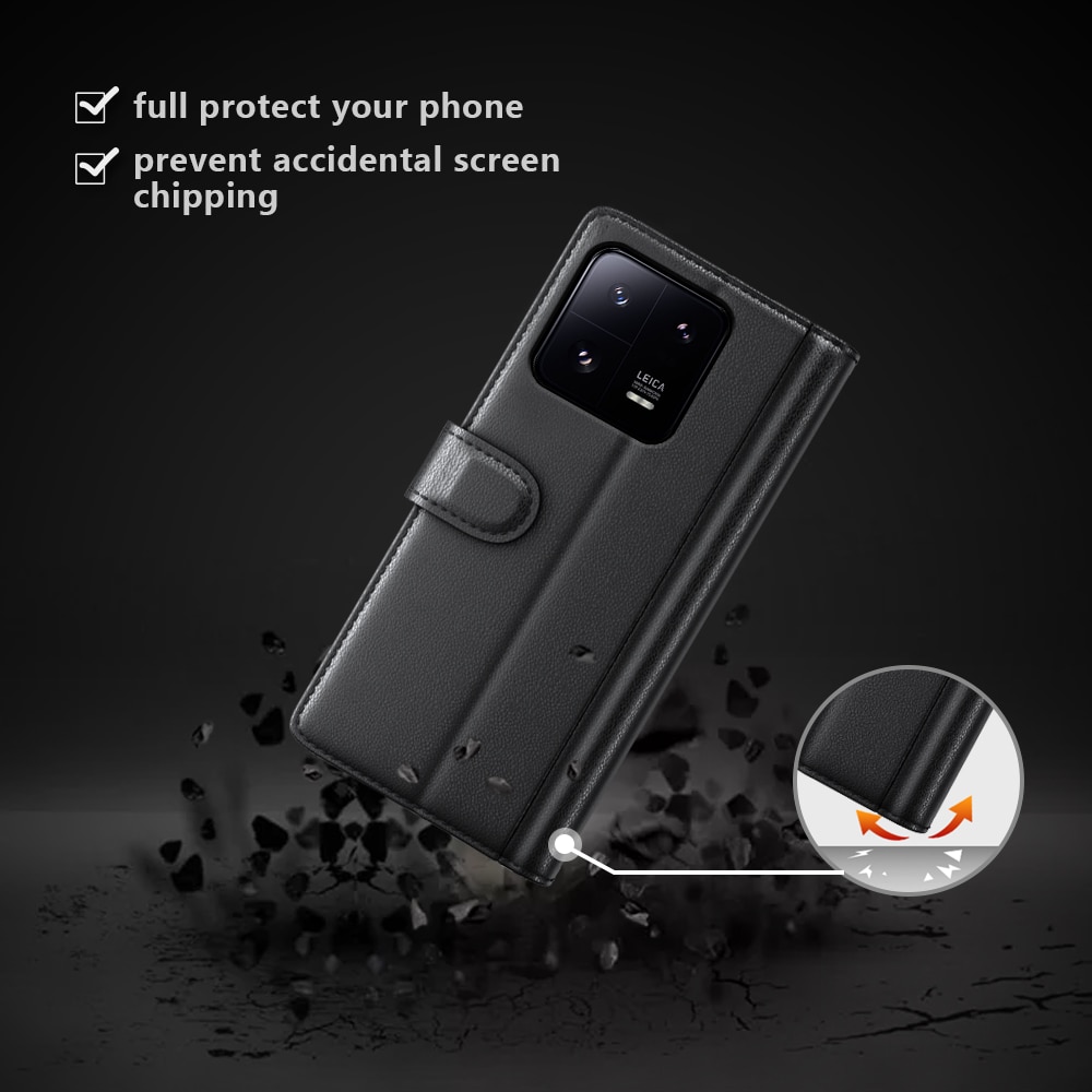 Étui en cuir veritable Xiaomi 13 Pro, Noir