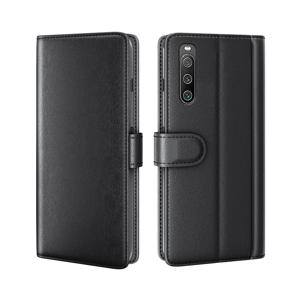 Étui en cuir veritable Sony Xperia 10 IV, Noir