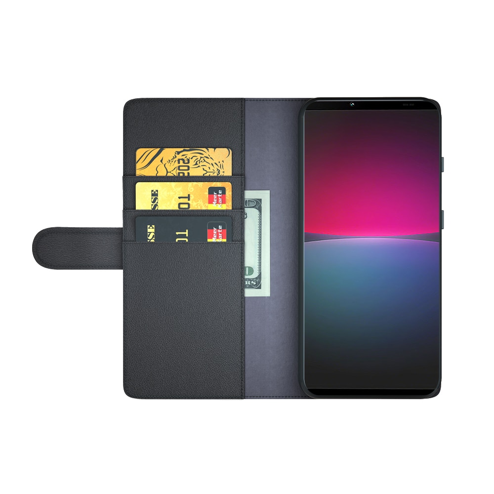 Étui en cuir veritable Sony Xperia 10 IV, Noir
