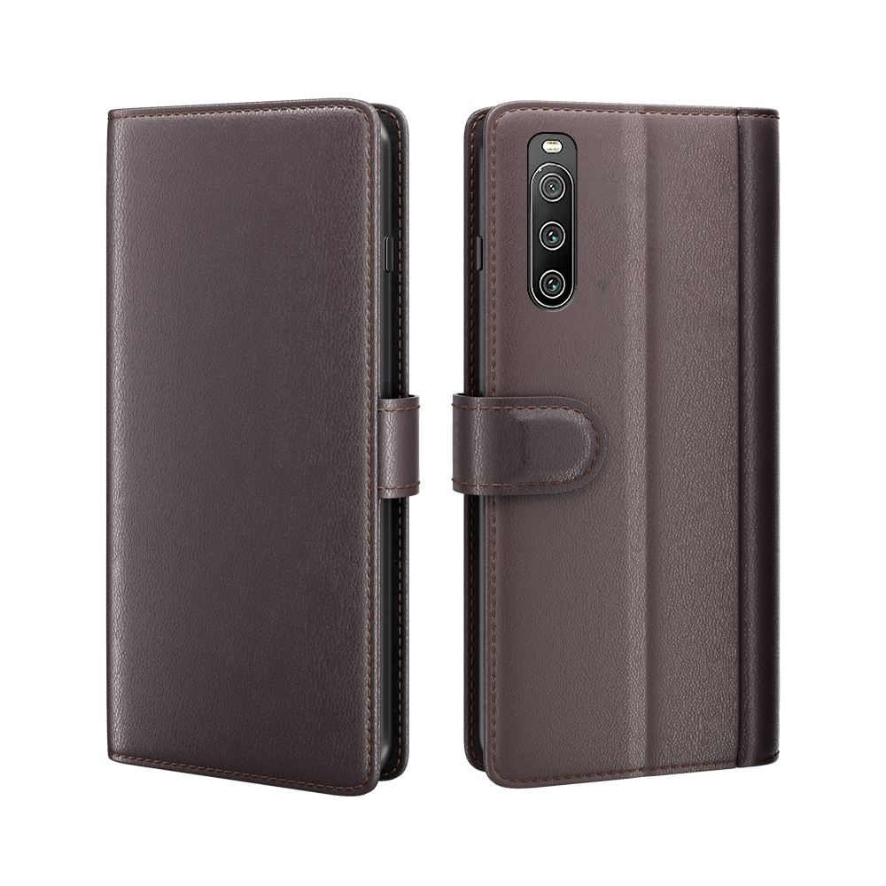 Étui en cuir veritable Xperia 10 IV, marron