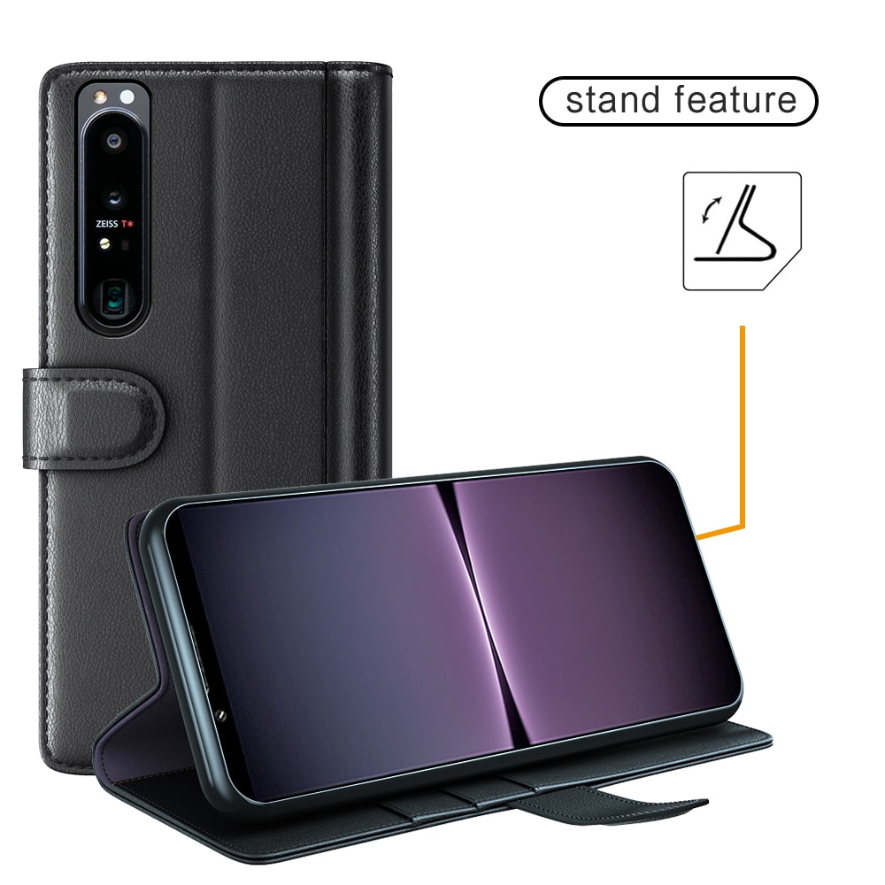 Étui en cuir veritable Sony Xperia 1 IV, Noir