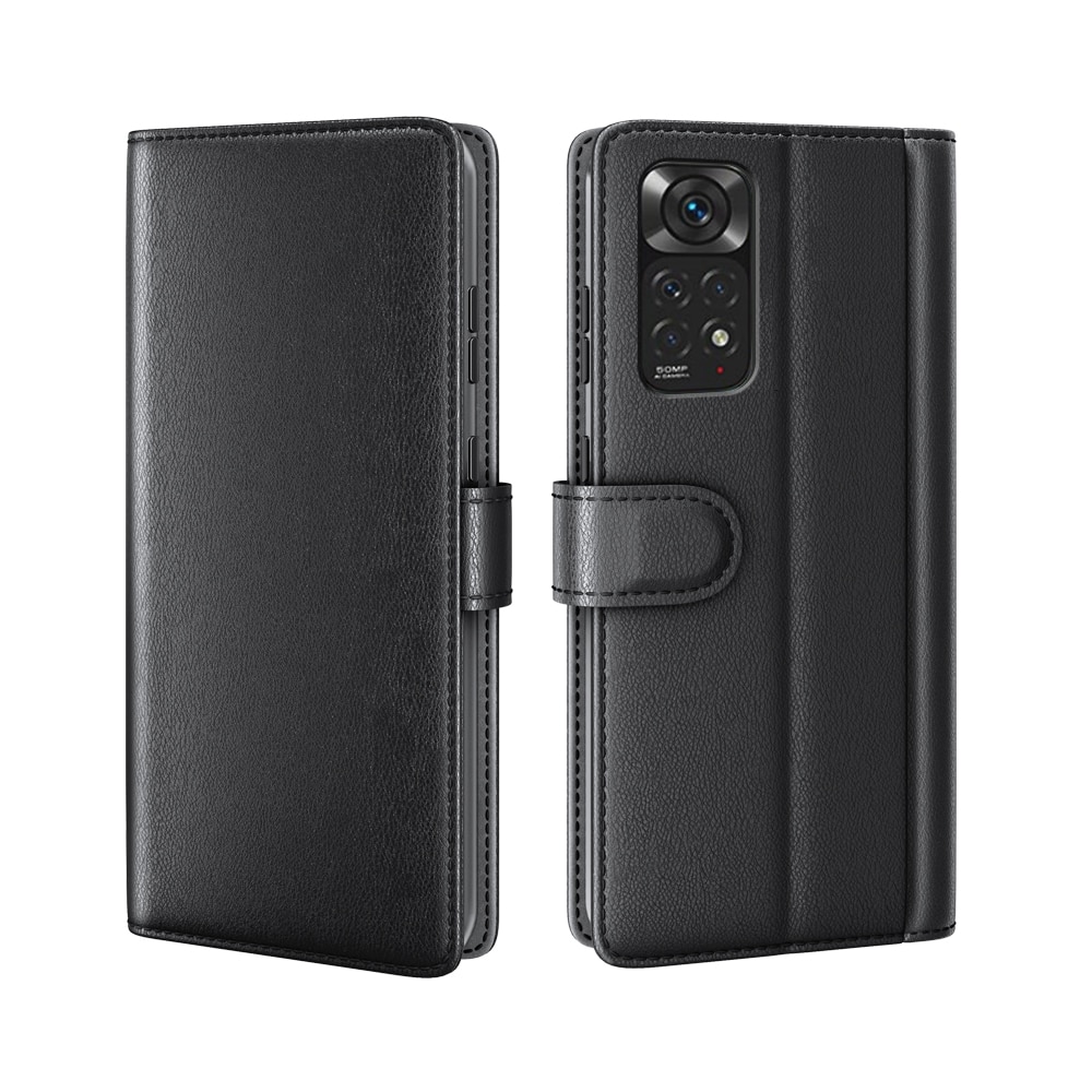 Étui en cuir veritable Xiaomi Redmi Note 11, Noir