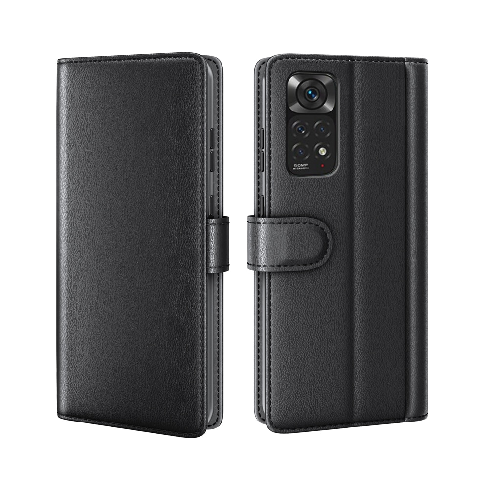 Étui en cuir veritable Xiaomi Redmi Note 11, noir