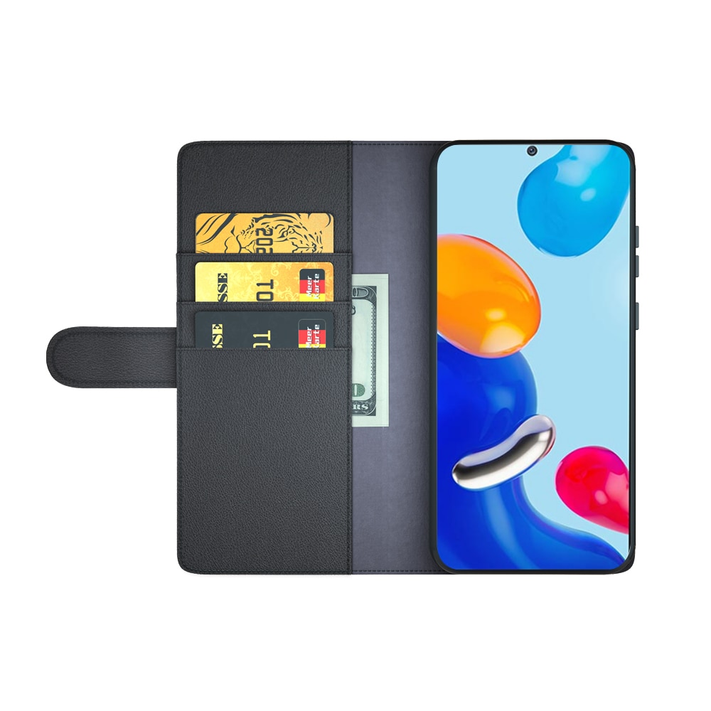 Étui en cuir veritable Xiaomi Redmi Note 11, Noir