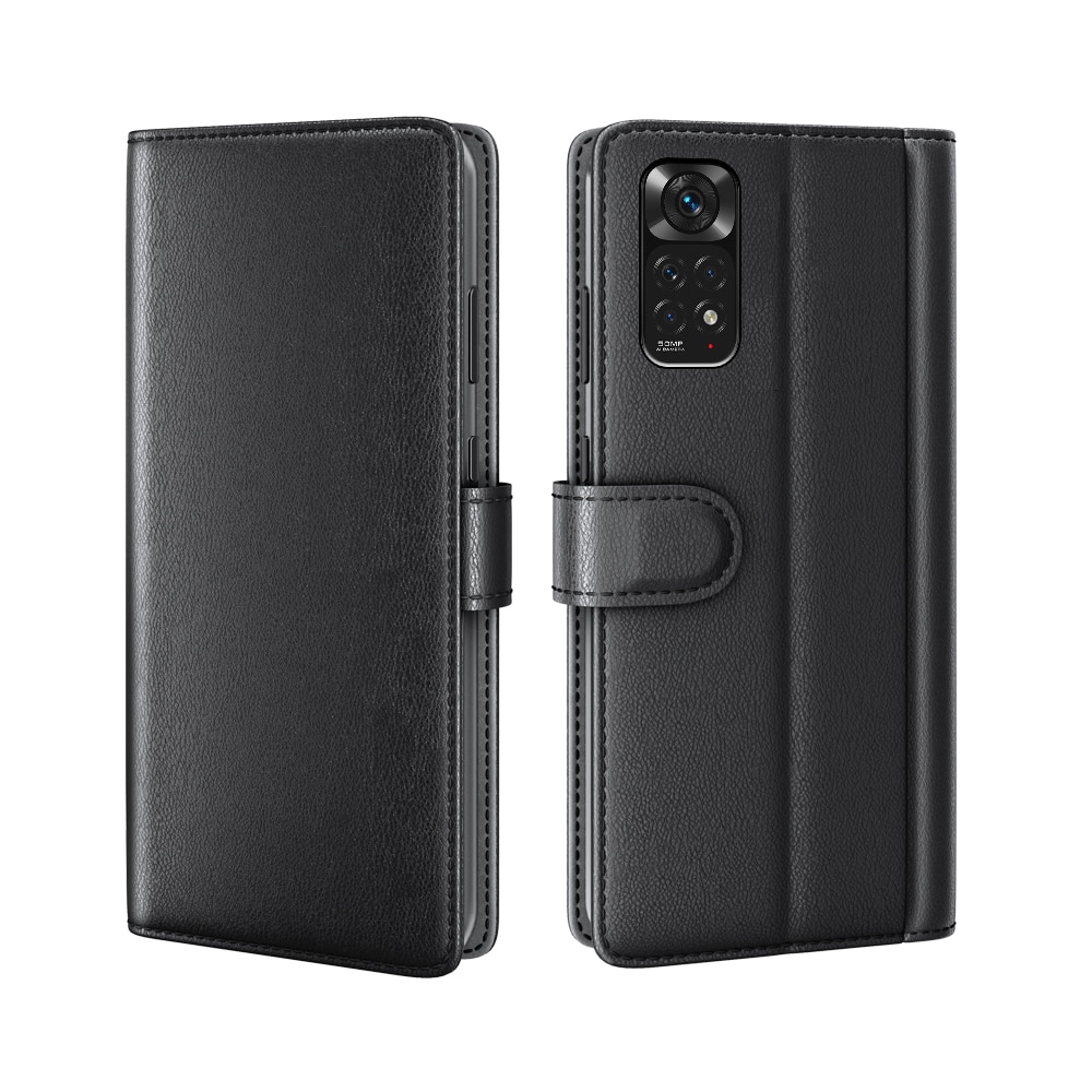 Étui en cuir veritable Xiaomi Redmi Note 11 Pro, noir