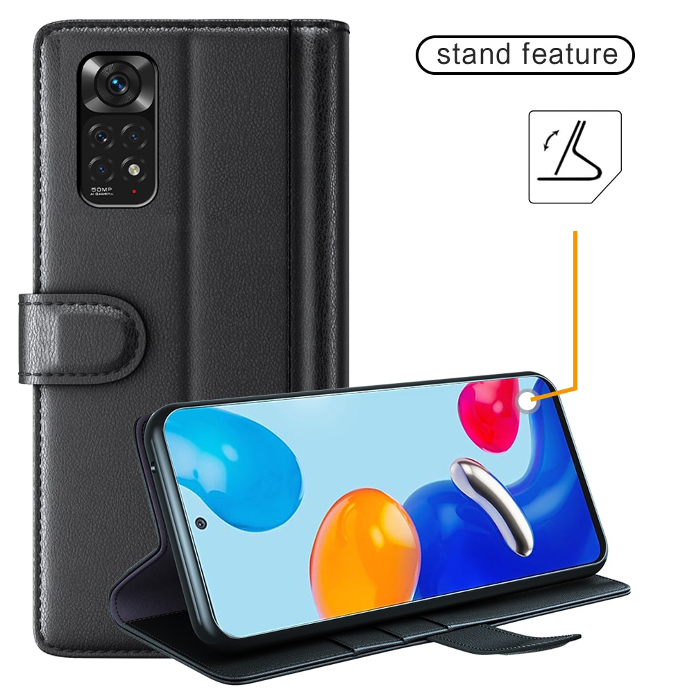 Étui en cuir veritable Xiaomi Redmi Note 11 Pro, Noir