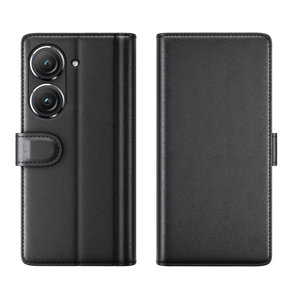 Étui en cuir veritable Asus ZenFone 9, Noir