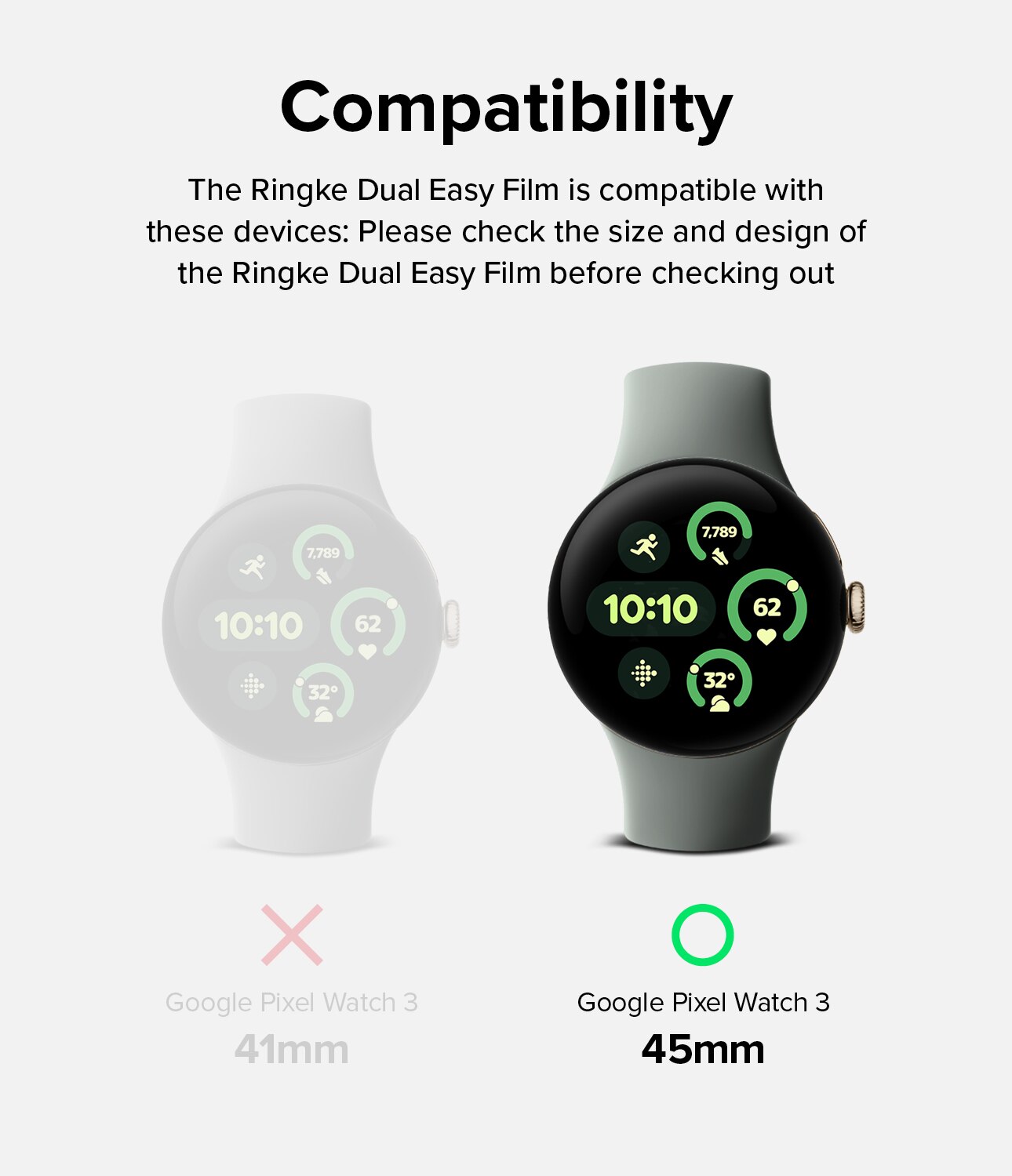 Dual Easy Screen Protector (3 pièces) Google Pixel Watch 3 45mm