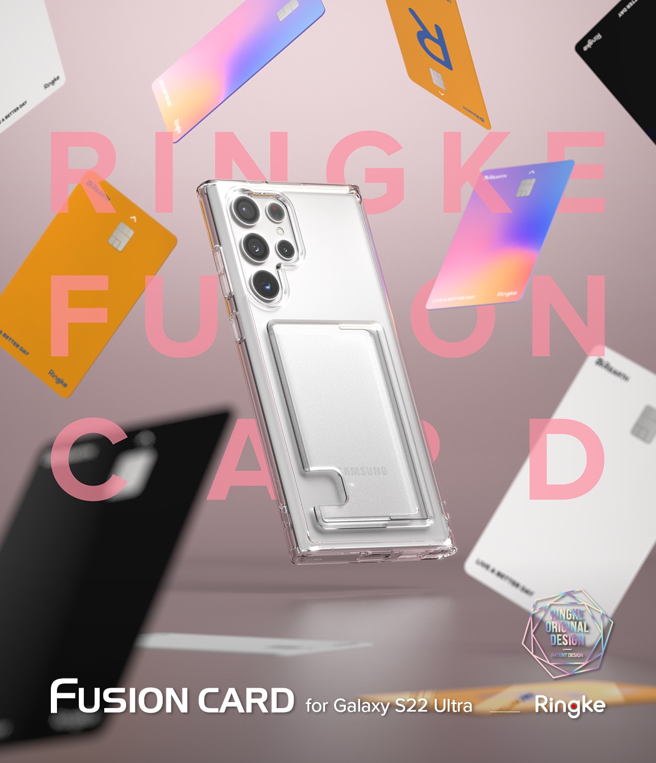 Coque Fusion Card Samsung Galaxy S22 Ultra, transparent