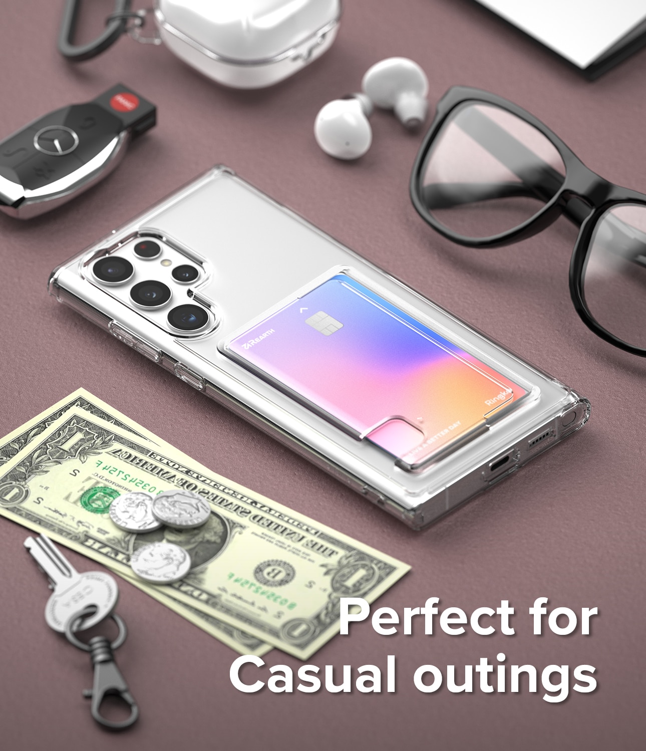 Coque Fusion Card Samsung Galaxy S22 Ultra, transparent