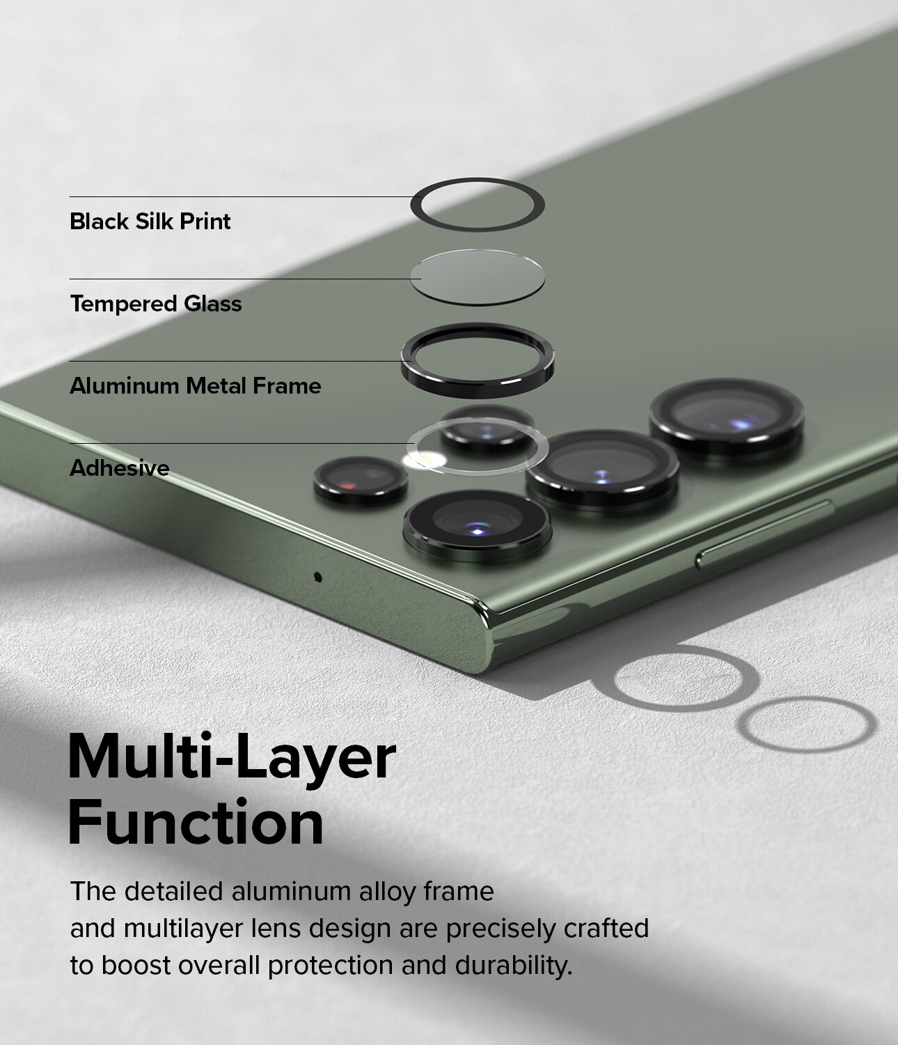 Camera Lens Frame Glass Samsung Galaxy S23 Ultra Noir