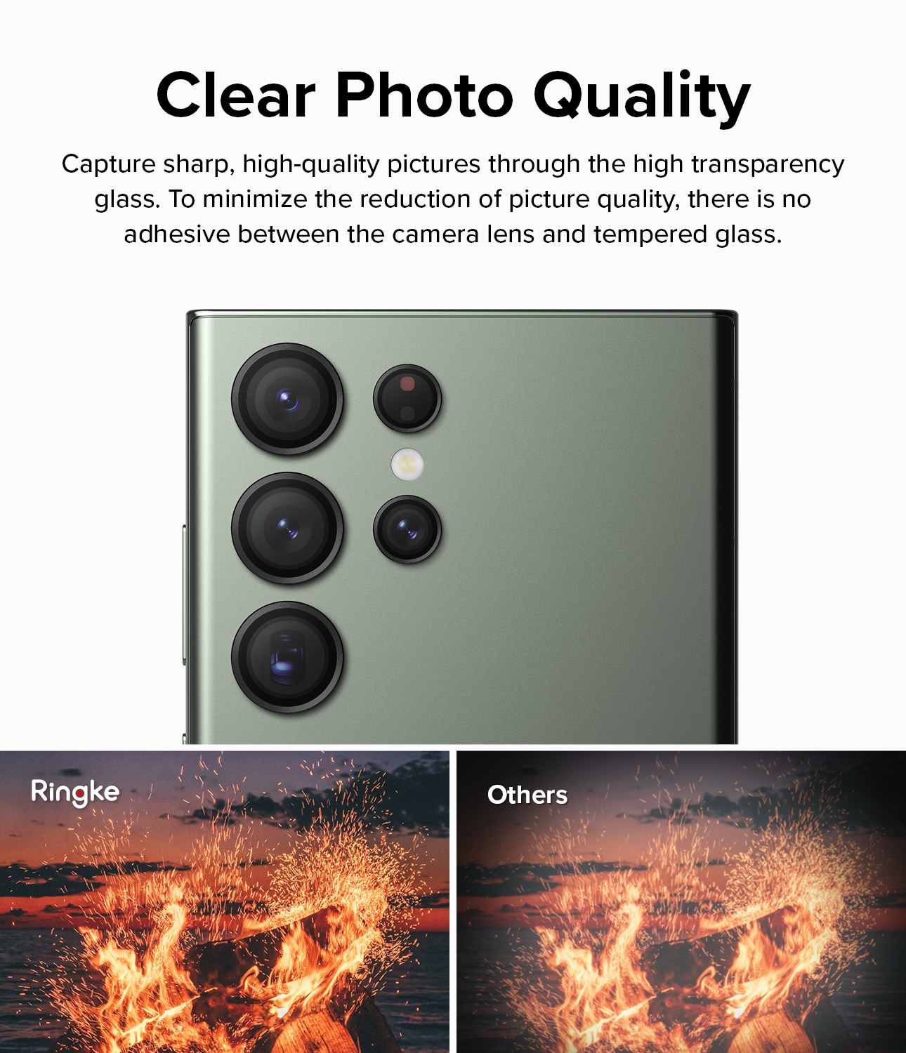 Camera Lens Frame Glass Samsung Galaxy S23 Ultra Noir