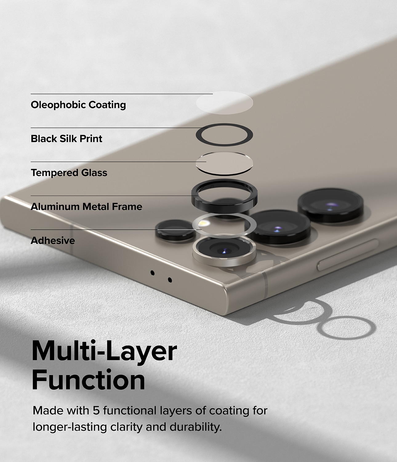 Camera Lens Frame Glass Samsung Galaxy S24 Ultra Noir