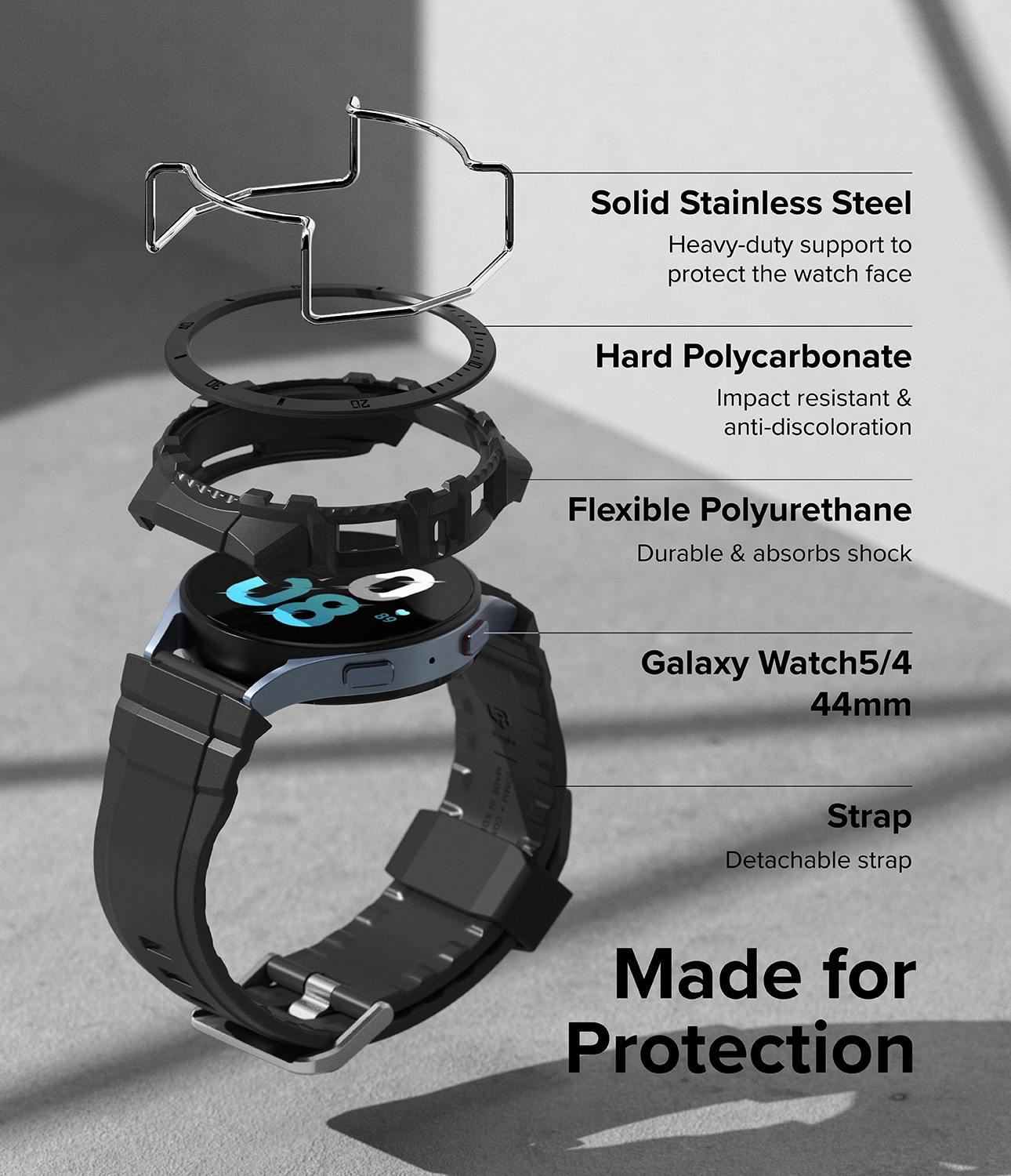 Fusion-X Guard Case+Band Samsung Galaxy Watch 4 44mm, Black
