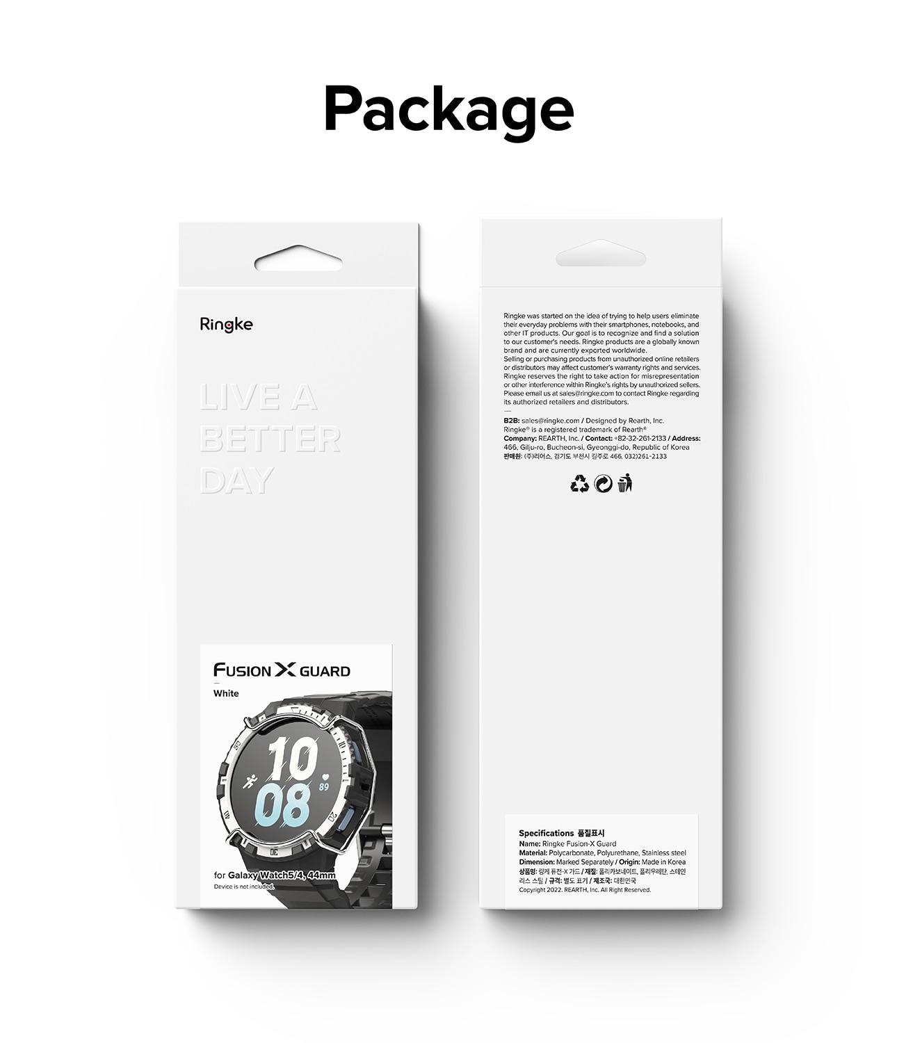 Fusion-X Guard Case+Band Samsung Galaxy Watch 4/5 44mm, White