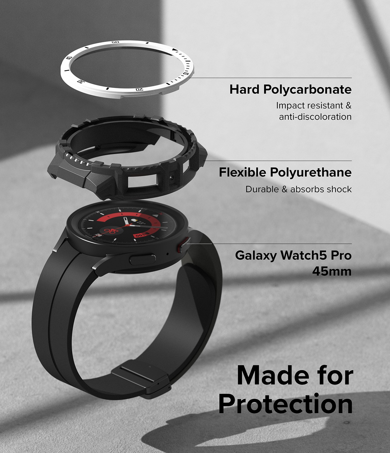 Fusion X Coque Samsung Galaxy Watch 5 Pro 45mm White (Black Index)