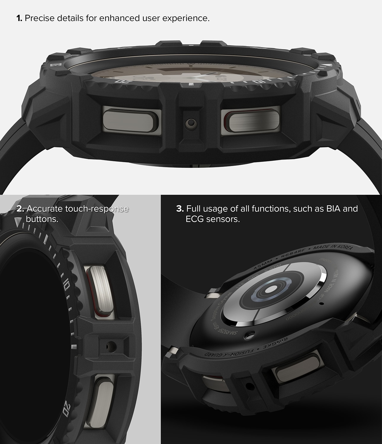 Fusion X Coque Samsung Galaxy Watch 5 Pro 45mm Black (White Index)