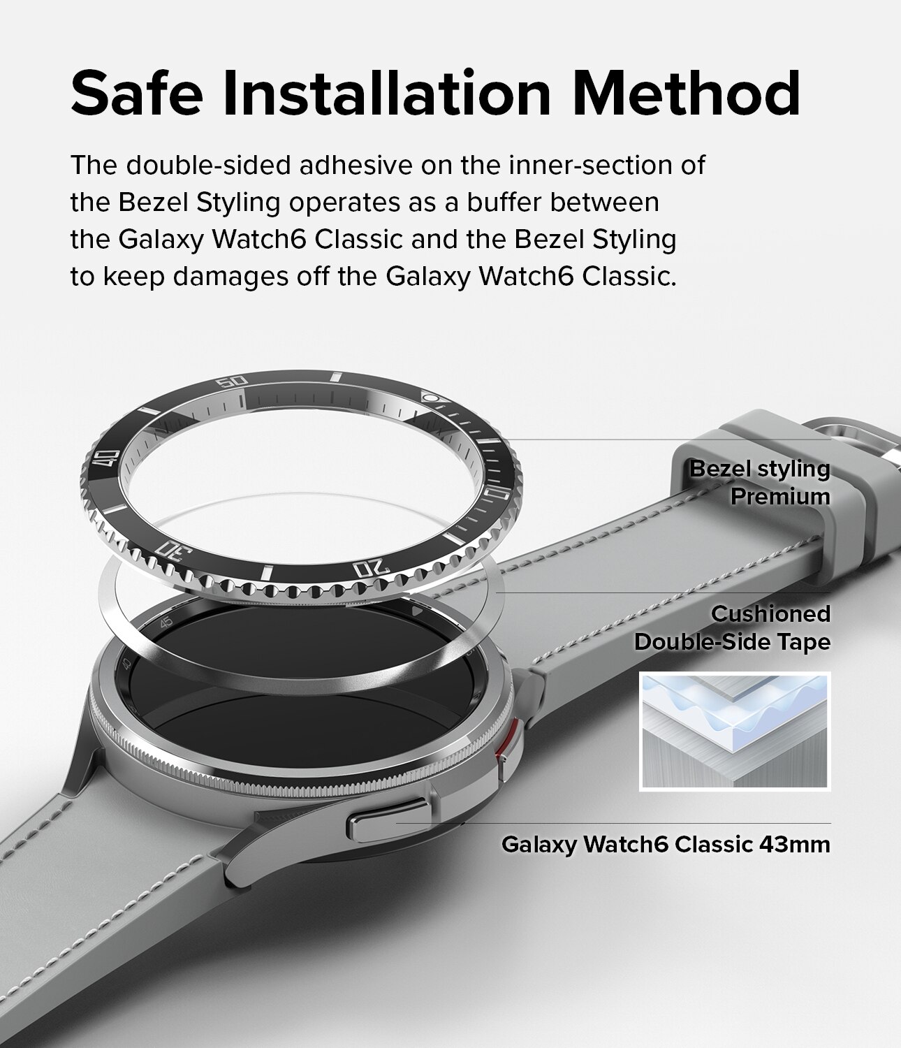 Bezel Styling Samsung Galaxy Watch 6 Classic 43mm, Fluted
